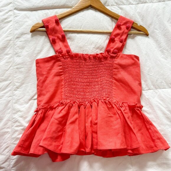 NWOT Waimari Coral 100% Linen Ruffle 2-Piece Set Top & Shorts Vacation Wear XS/S - Picture 8 of 8